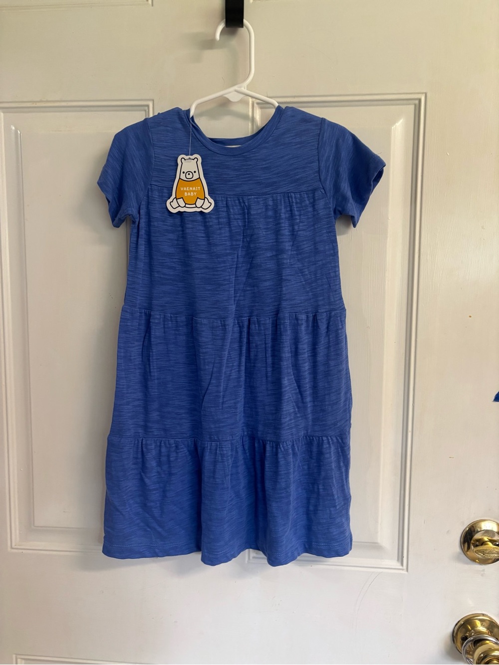 NWT Small 2T Varnait Softest May Blue tiered knit short-sleeve dress.  Retail 28